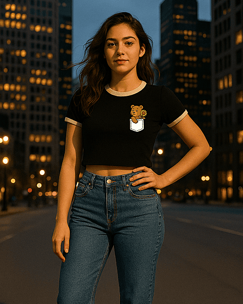 Women's Black Sunflower Graphic Printed Crop Top