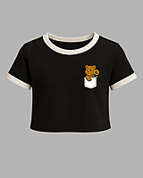 Women's Black Sunflower Graphic Printed Crop Top