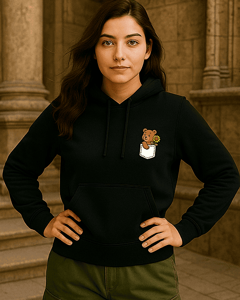 Unisex Black Front Sunflower Graphic Printed All-Weather Hoodie