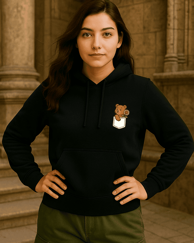 Unisex Black Front Sunflower Graphic Printed All-Weather Hoodie