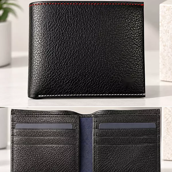 Premium Men’s Black Bi-Fold Wallet | Textured Finish with Contrast Stitching
