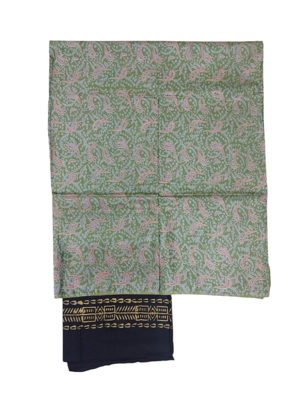 Grey & Maroon Unstitched Batik Print Silk Salwar Suit Dress Material with Dupatta