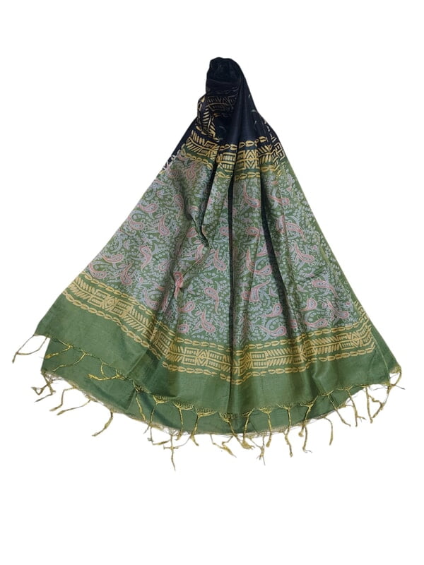 Grey & Maroon Unstitched Batik Print Silk Salwar Suit Dress Material with Dupatta