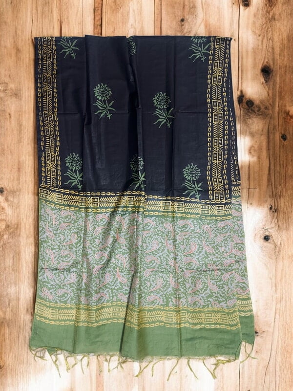 Grey & Maroon Unstitched Batik Print Silk Salwar Suit Dress Material with Dupatta