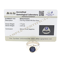 Pure Silver Natural Blue Stone Ring-Neelam