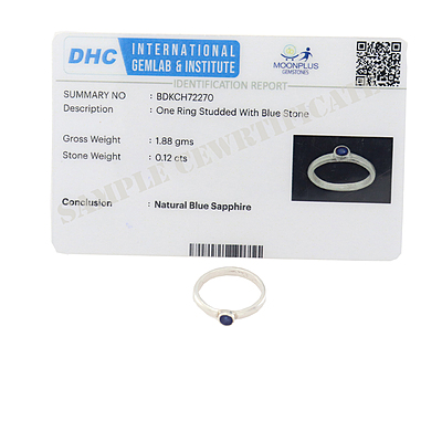 Pure silver blue sapphire stone ring