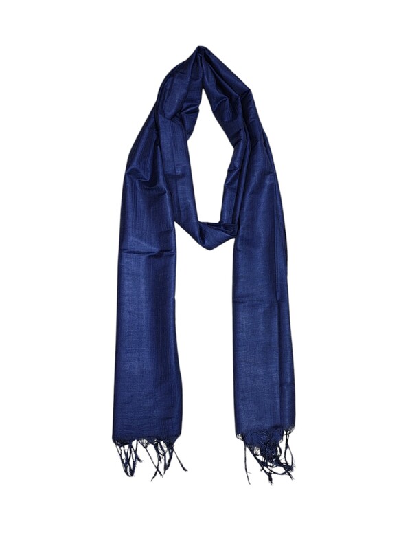 Blue Cotton Silk Solid Dupatta