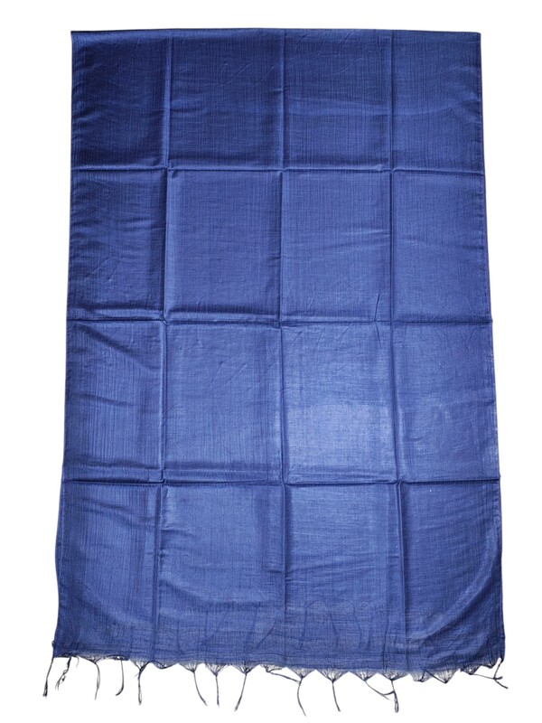 Blue Cotton Silk Solid Dupatta