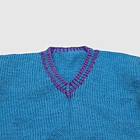 (4-5 Years) Baby Handknitted Woolen Full Sleeves Sweater, Blue and Purple Striped