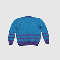 (4-5 Years) Baby Handknitted Woolen Full Sleeves Sweater, Blue and Purple Striped