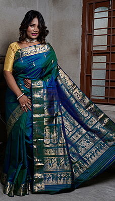 Blue Green Dual tone Heeran Swarnachari