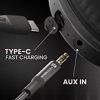 POR 2574 Muffs M3 Wireless Headphones – Bluetooth 5.3 | ANC | 40H Playtime | Type-C Charging | Black