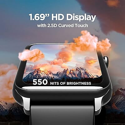 boAt Wave Call Smart Watch with Bluetooth Calling, 1.69” HD Display with 550 NITS & 70% Color Gamut, 150+ Watch Faces, Multi-Sport Modes,HR,SpO2, IP68