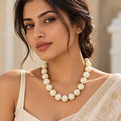 Elowen Ivory Round Beaded Statement Necklace
