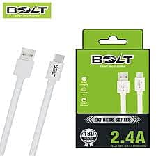 BOLTE BCP-21 Single Pin Type C Data / Charging Cable (1 m, White)