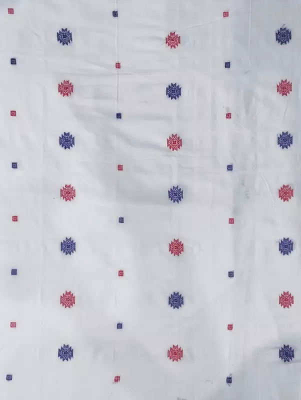 BOMKAI BUTTA FABRIC-WHITE
