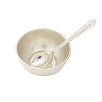 Sterling Silver Baby Feeding Bowl & Spoon Set – Traditional Silver Baby Tableware