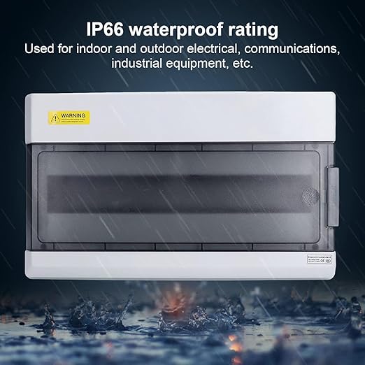 Weatherproof 18-Way MCB Box with Clear PVC Enclosure and Open-Type Cover for Outdoor Power Distribution (18-Pole)