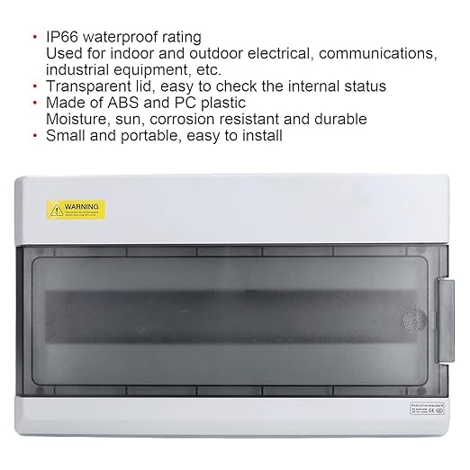 Weatherproof 18-Way MCB Box with Clear PVC Enclosure and Open-Type Cover for Outdoor Power Distribution (18-Pole)