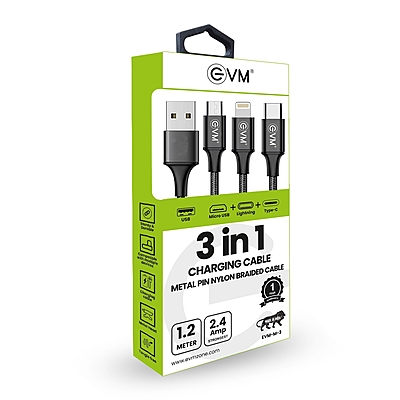 CABLE EVM NYLON BRAIDED 3 IN 1 M-3