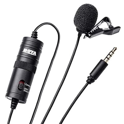 Boya BYM1 Omnidirectional Lavalier Condenser Microphone with 20ft Audio Cable (Black) | B076B8G5D8