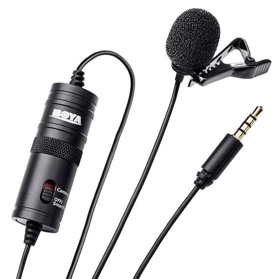 Boya BYM1 Omnidirectional Lavalier Condenser Microphone with 20ft Audio Cable (Black) | B076B8G5D8