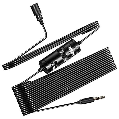 Boya BYM1 Omnidirectional Lavalier Condenser Microphone with 20ft Audio Cable (Black) | B076B8G5D8