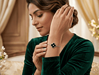 925 Silver Black Clover Charm Bracelet