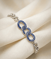 925 Silver Sapphire Trinity Link Ladies Bracelet