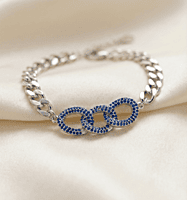 925 Silver Sapphire Trinity Link Ladies Bracelet