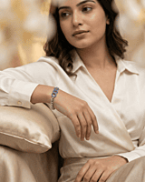 925 Silver Sapphire Trinity Link Ladies Bracelet