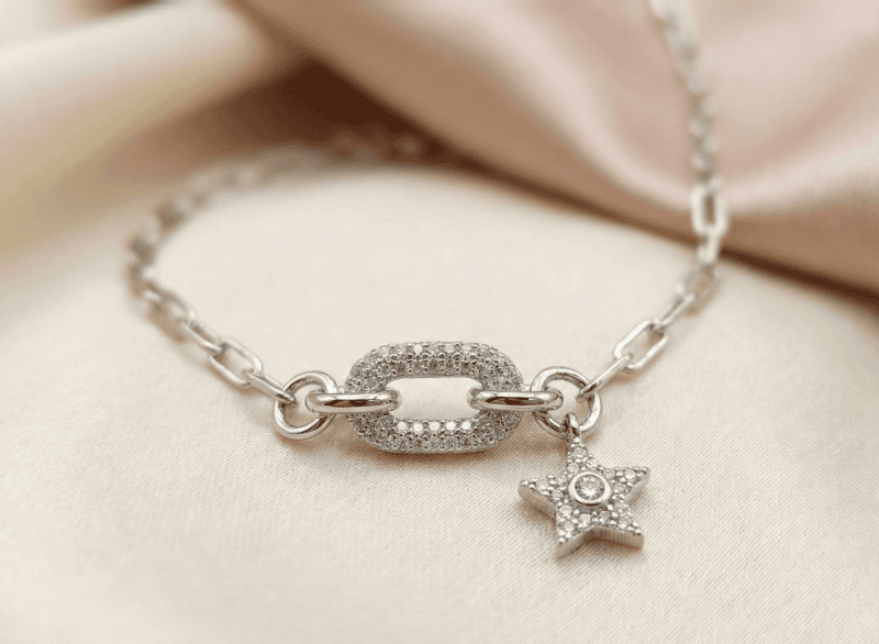 925 Silver Celestial Star & Link Bracelet
