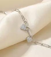 925 Silver Radiant Heart Link Ladies Bracelet