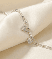 925 Silver Radiant Heart Link Ladies Bracelet