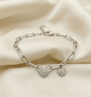 925 Silver Radiant Heart Link Ladies Bracelet