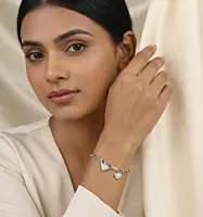 925 Silver Radiant Heart Link Ladies Bracelet