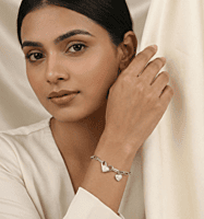 925 Silver Radiant Heart Link Ladies Bracelet