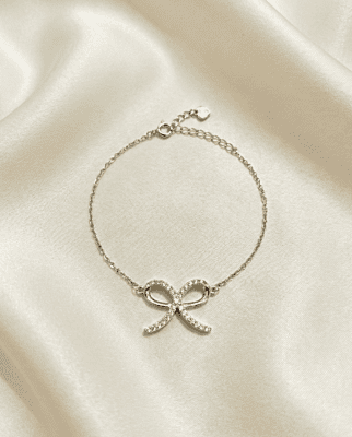 925 Silver Sparkling RIbbon Ladies Bracelet