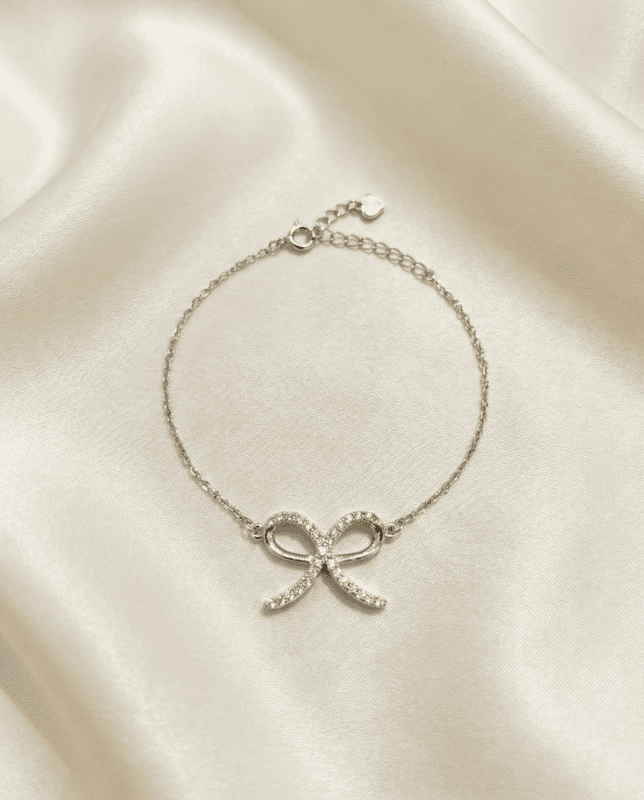 925 Silver Sparkling RIbbon Ladies Bracelet