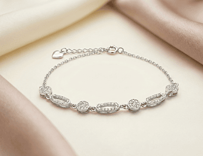 925 Silver Luminescent Orb & Link Ladies Bracelet