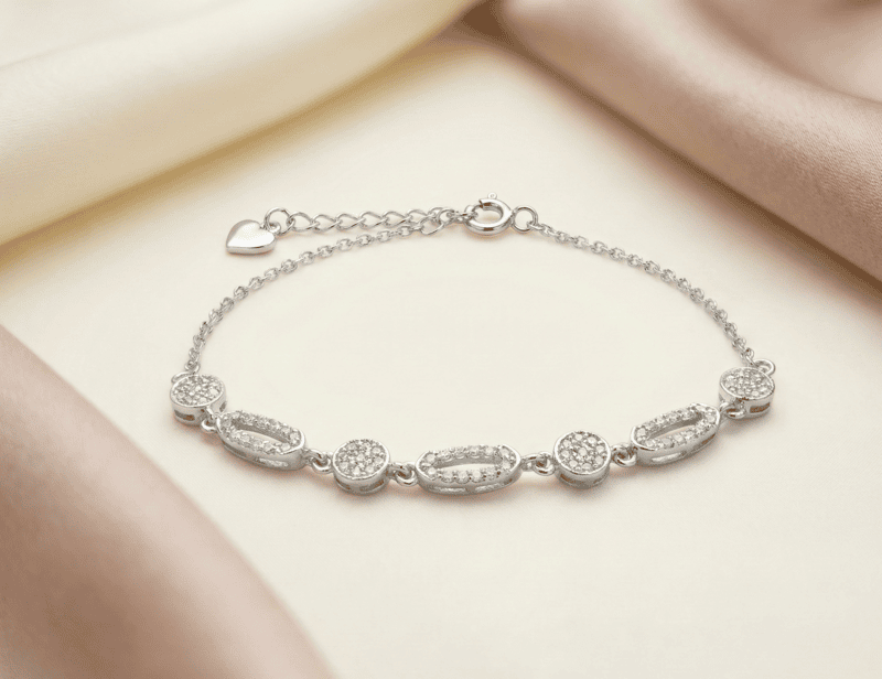 925 Silver Luminescent Orb & Link Ladies Bracelet