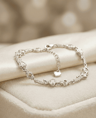 925 Silver Luna Lattice Hearts Ladies Bracelet