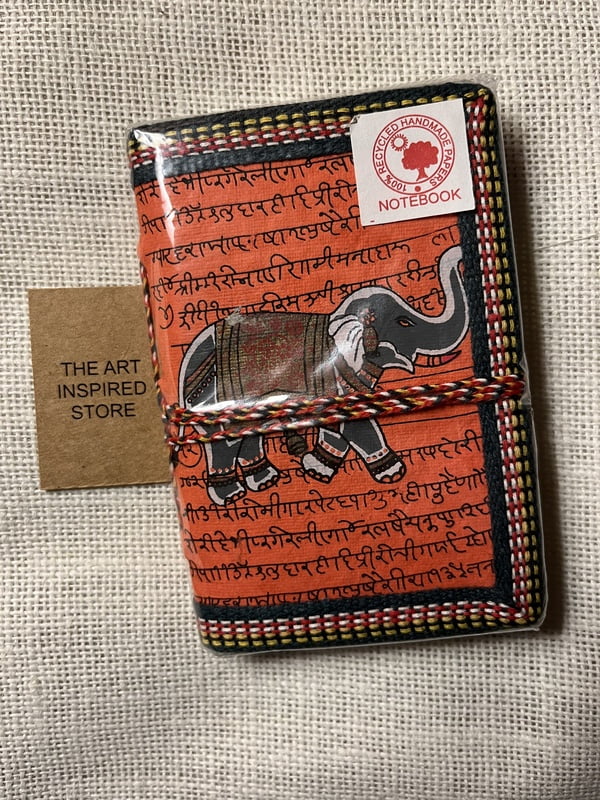 Kaagaz Handcrafted Notebook | 'Elephant Printo |  Bright red
