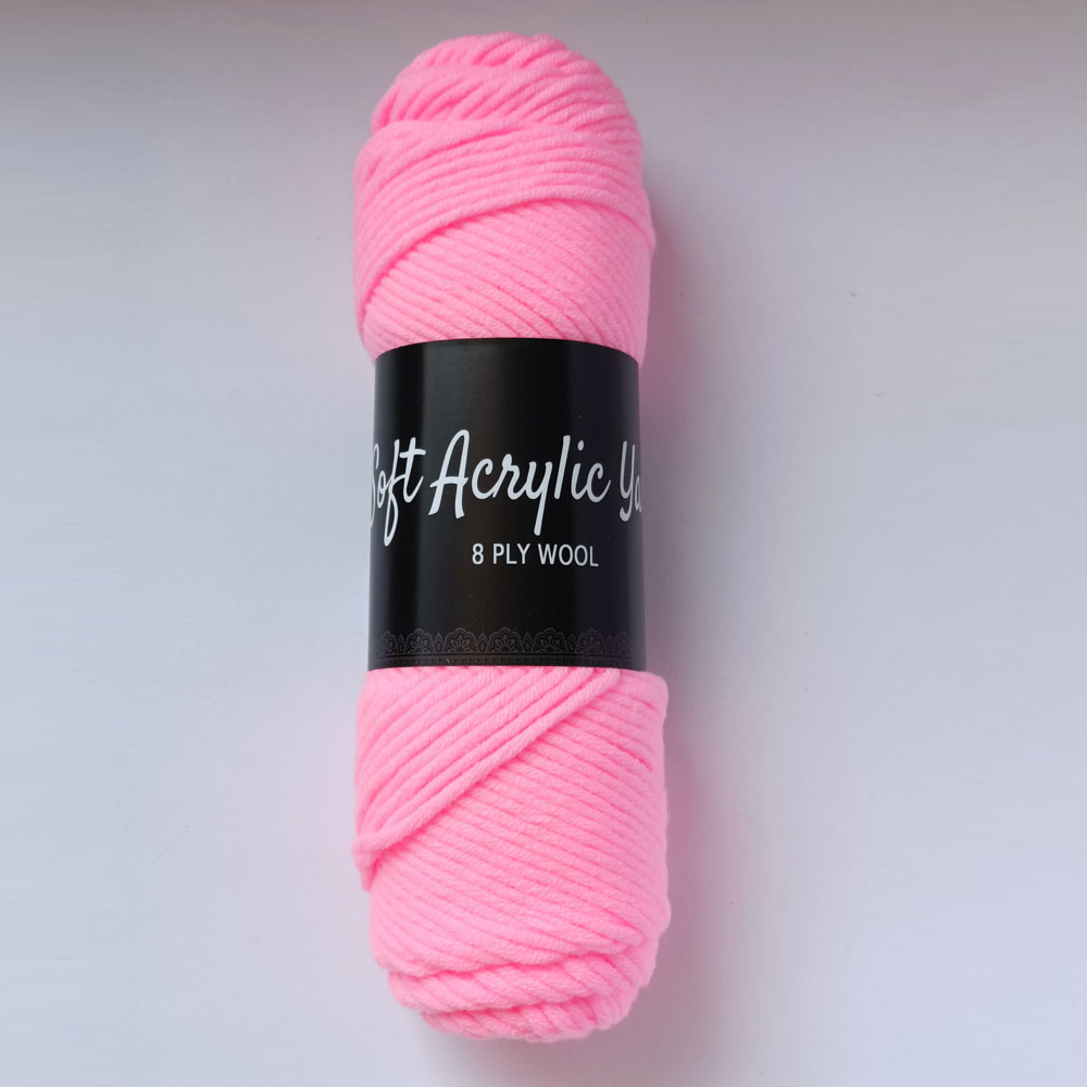 Soft Acrylic Yarn 8 ply Bright Pink