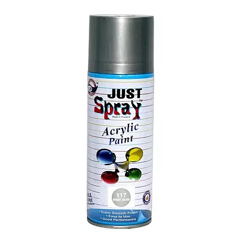 Just Spray  Ral &amp;  Powder Coating Shade And Primer 400ml, Bright Silver
