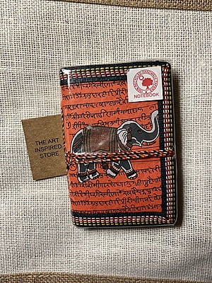 Kaagaz Handcrafted Notebook | 'Elephant Printo |  Bright red