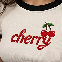 Cherry Embroidered Crop Top for Women