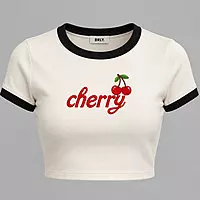 Cherry Embroidered Crop Top for Women