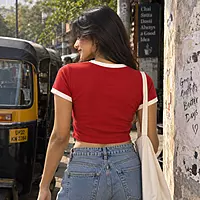 CHIC Embroidered Crop Top for Women