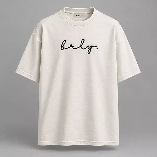 Cursive BRLY. Embroidered Oversized T-Shirt